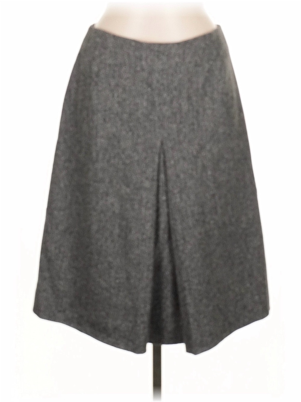 Eddie Bauer Charcoal Gray A-Line Wool Skirt with Front Pleat